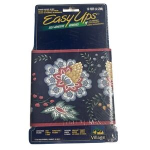 New Easy Ups Self Adhesive Borders Village Floral Pattern NIP Sealed 15‎ Feet